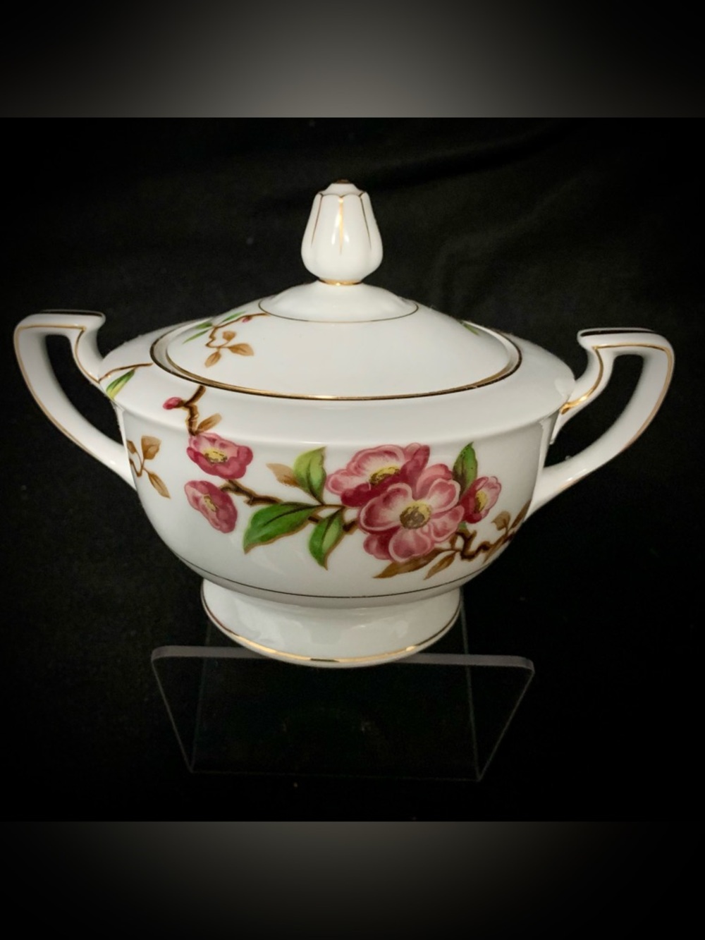 🍒 Narumi “Blossomtime” Covered Sugar Bowl Vintage Japan Floral